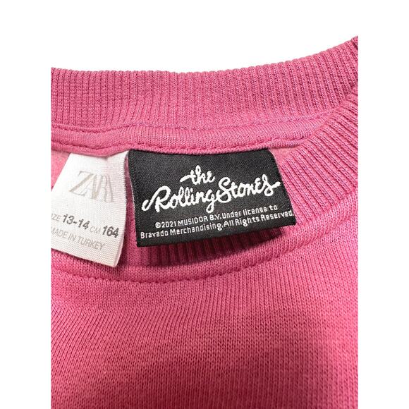 Zara X The Rolling Stones Pink Oversized Sweatshirt Dress Size 13/14 / Small - Picture 7 of 11